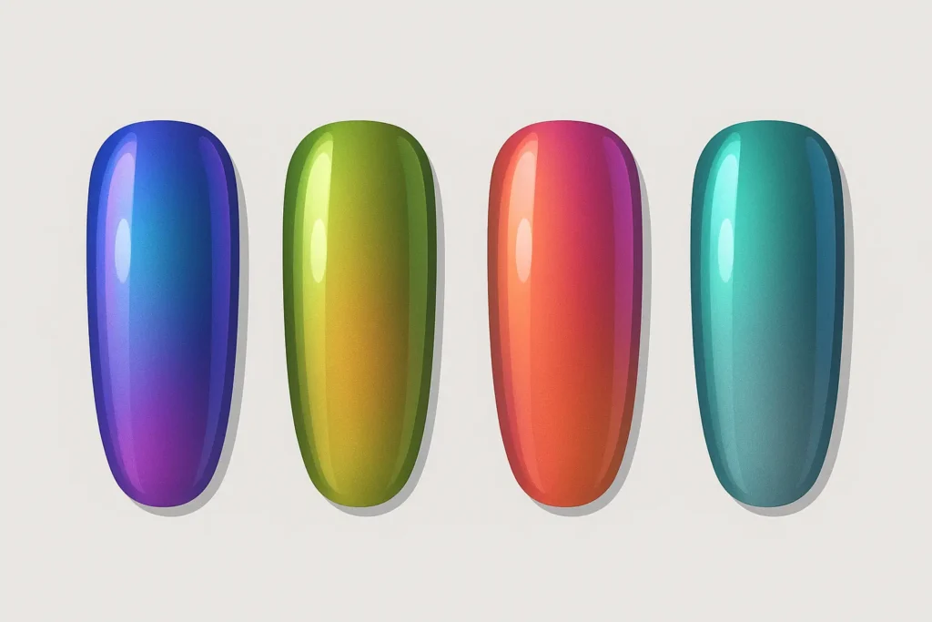 Color-shifting chrome nail effects