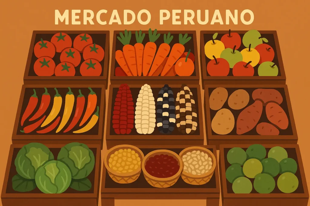 Lima food market scene