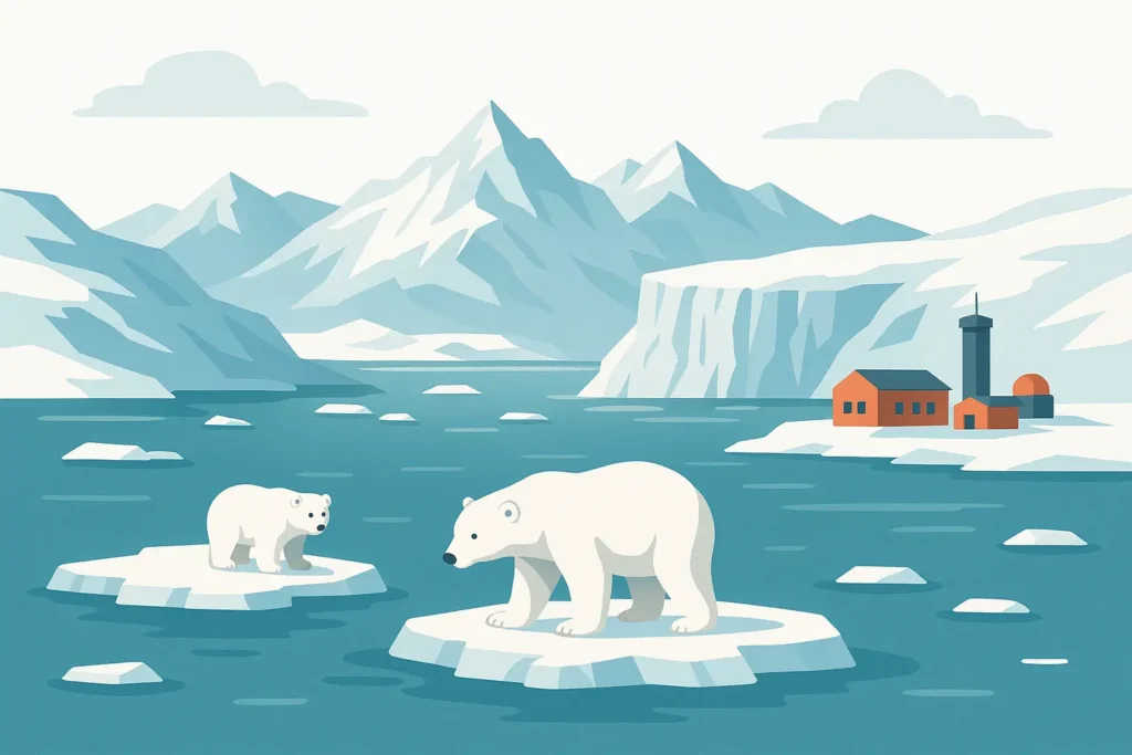 Svalbard Arctic landscape with polar bear