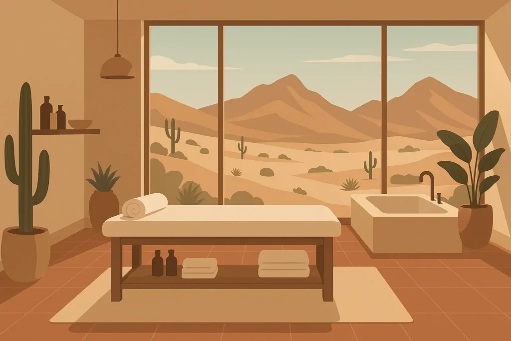 Luxury spa with desert mountain views