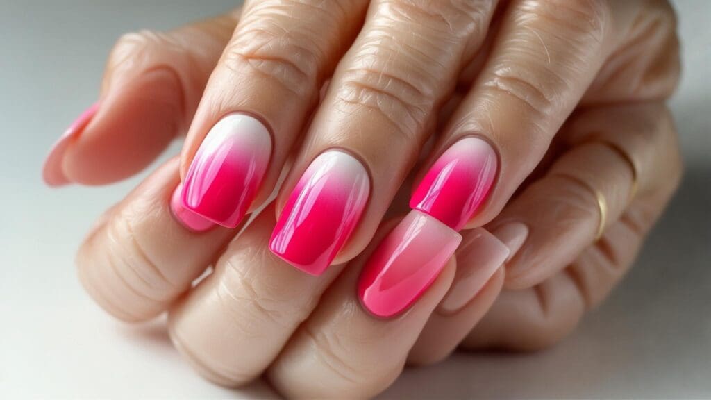 hot pink ombre nails