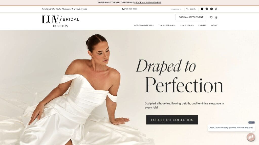 Luv Bridal Houston website