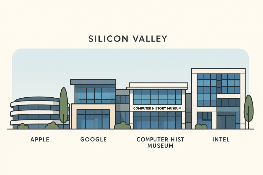 Silicon Valley tech campus buildings