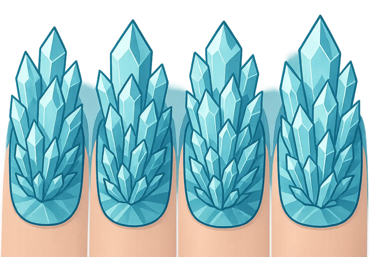 Ice blue crystal formation Christmas nails