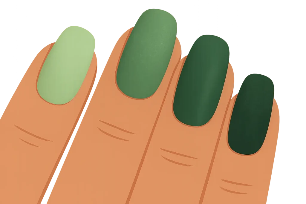 Textured and matte green ombre nail finishes