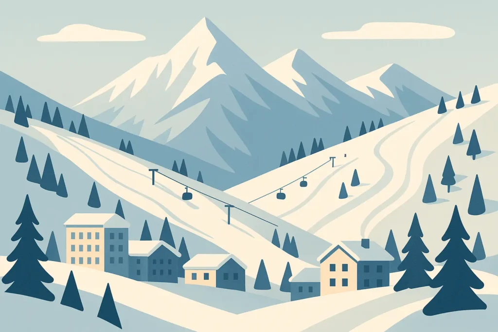 Hokkaido winter landscape with snow festivals and skiing activities