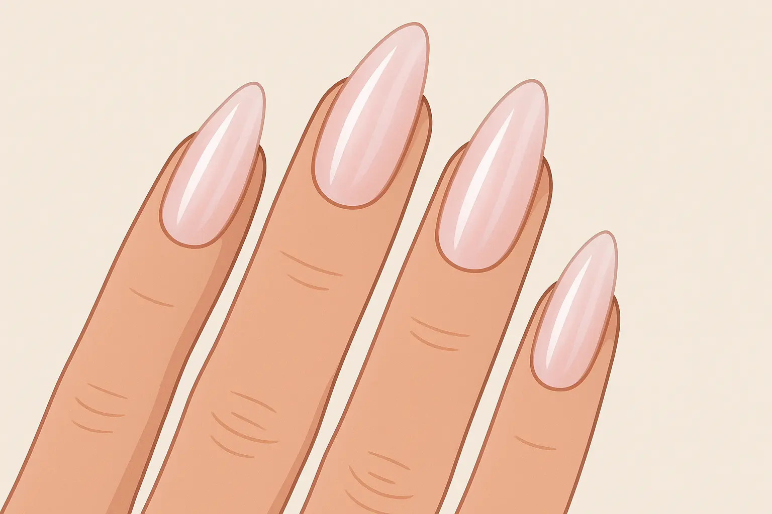 Short almond glazed nail design