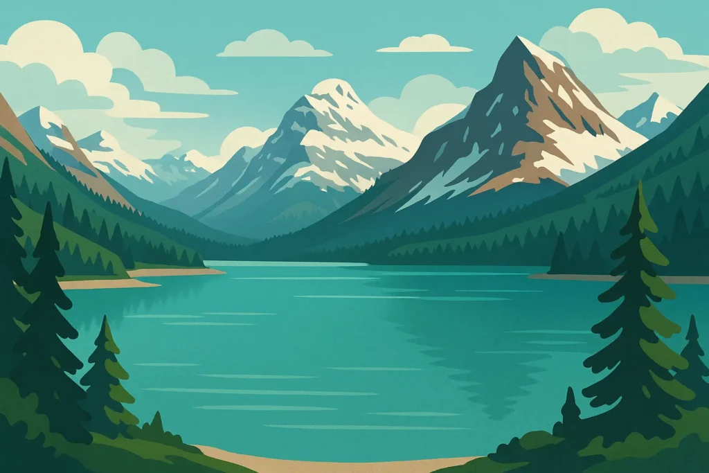 Beautiful Lake Louise with turquoise water surrounded by mountains and forest
