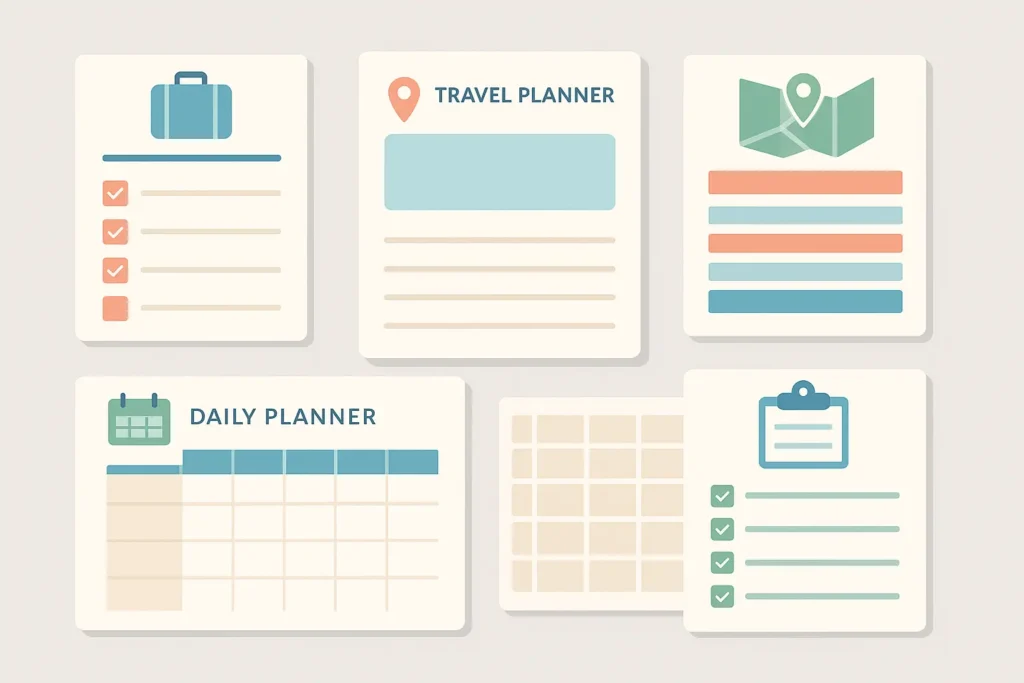Travel planning essentials with itinerary templates