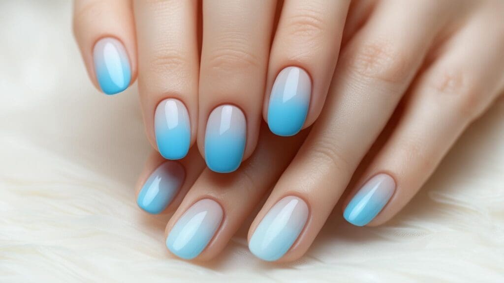icy blue baby blue nails