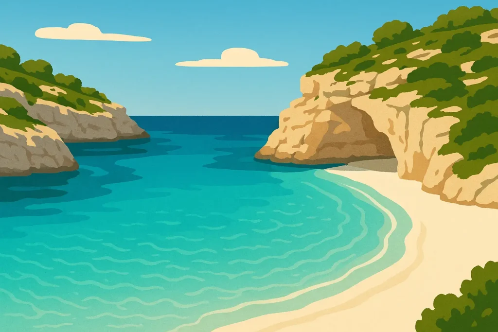 Crystal clear turquoise waters at Es Trenc beach in Mallorca