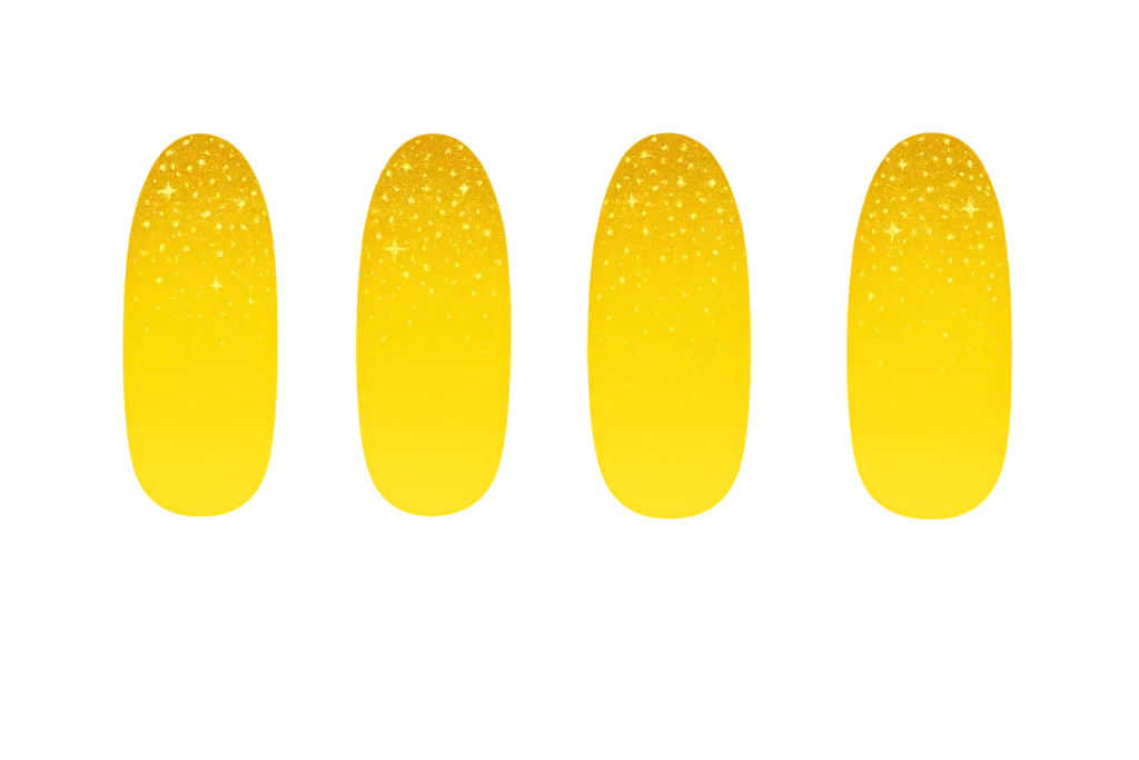 Glitter yellow ombre nail design with sparkle effects