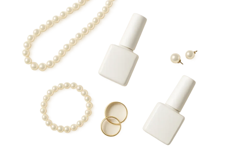 CND Shellac Studio White pure white bridal manicure