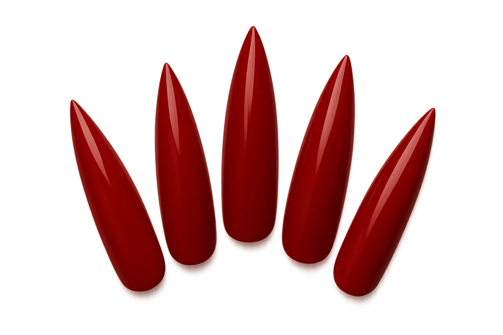 Stunning stiletto nails showcase with dramatic pointed tips