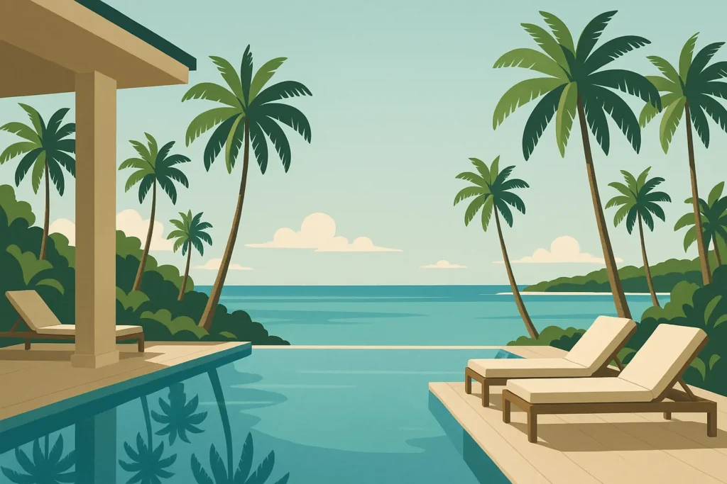 Luxury Florida resort pool overlooking ocean