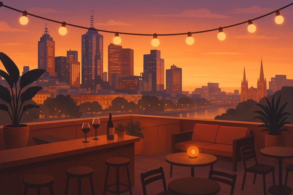 Melbourne romantic sunset and harbor views