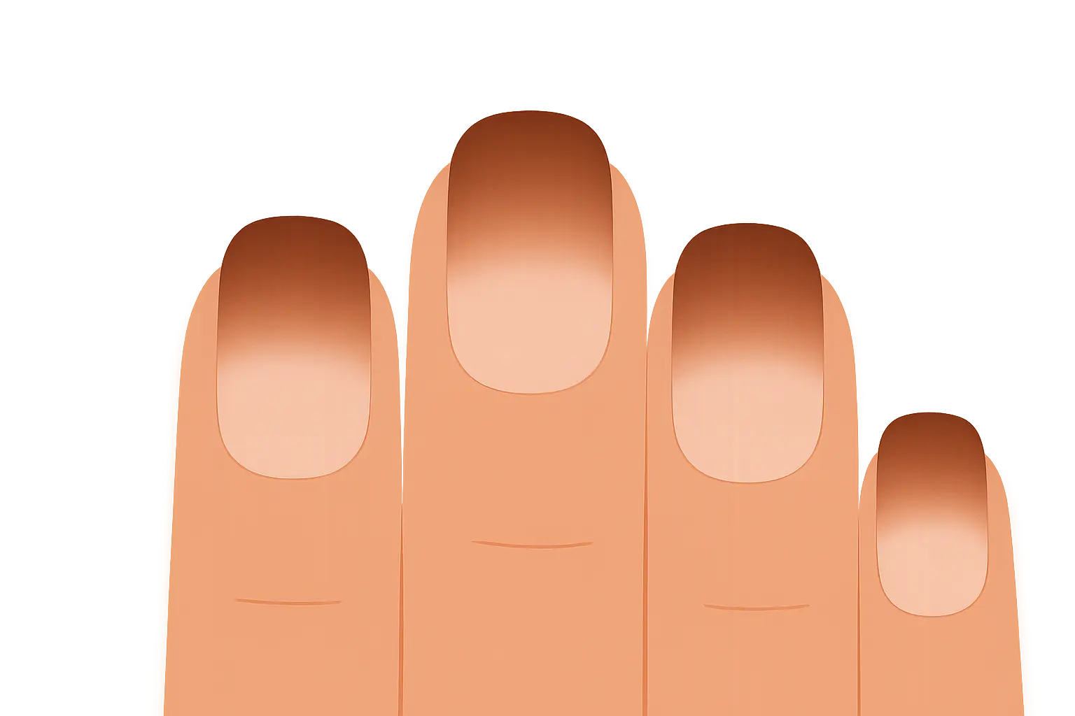 Brown French ombre short nails
