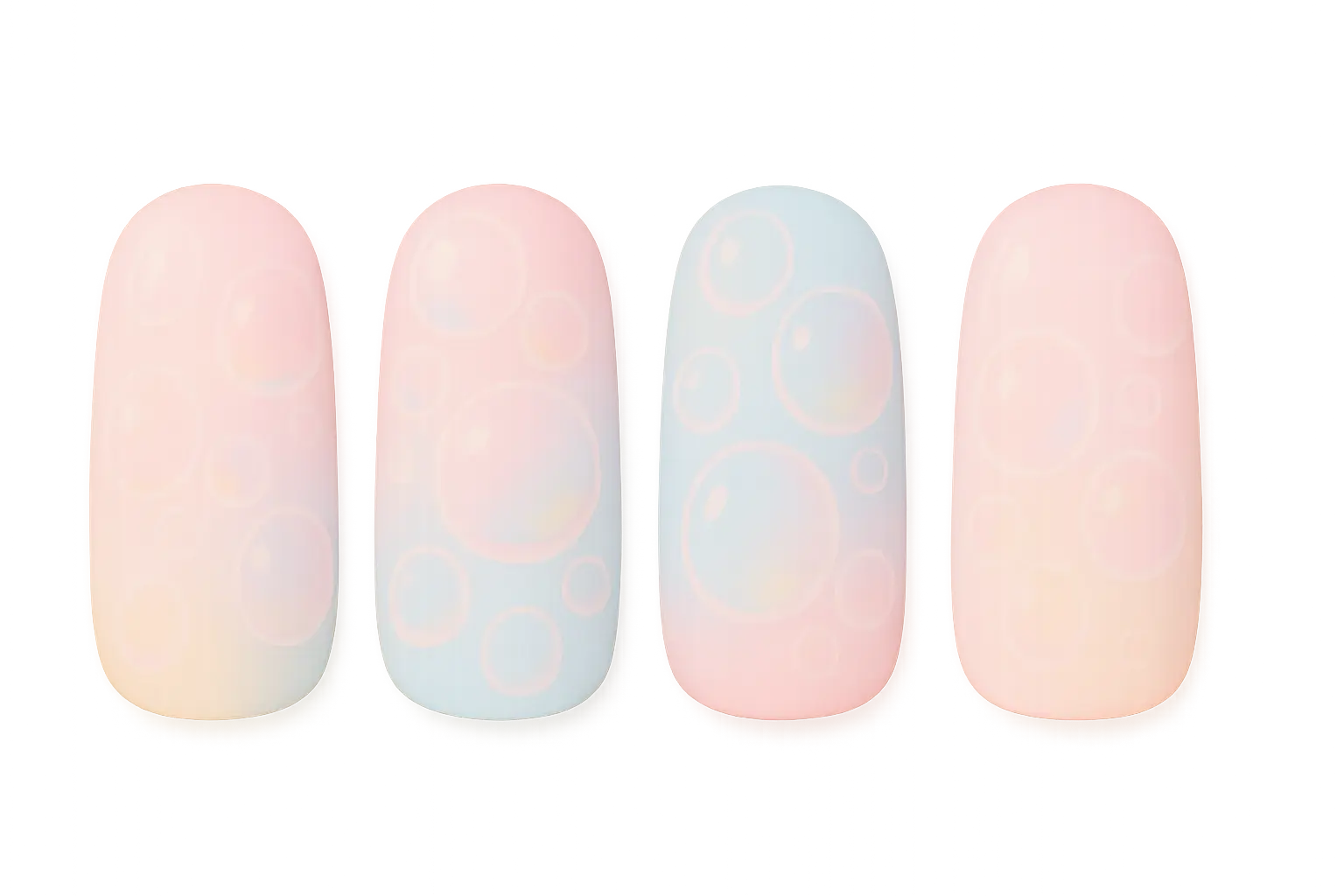 Pastel bubble nail design in soft spring colors