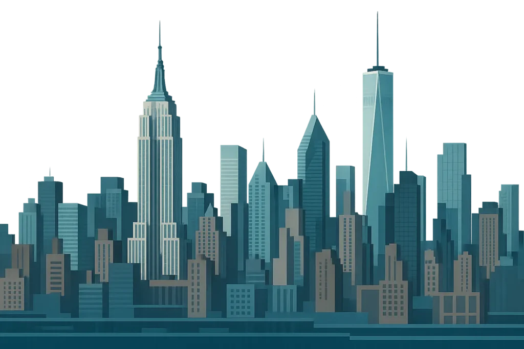 NYC skyline view showing Manhattan buildings and urban landscape