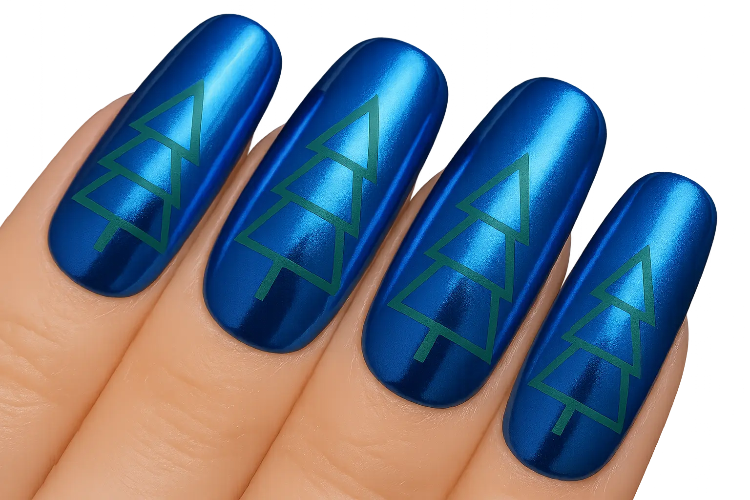 Bold blue acrylic Christmas statement nails