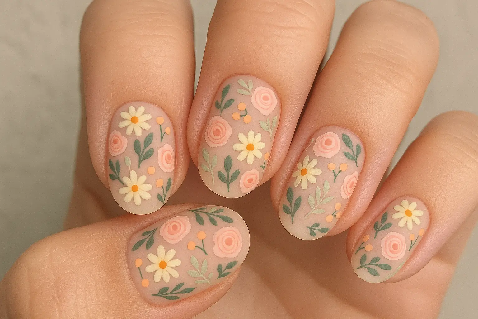 Pastel floral nail designs