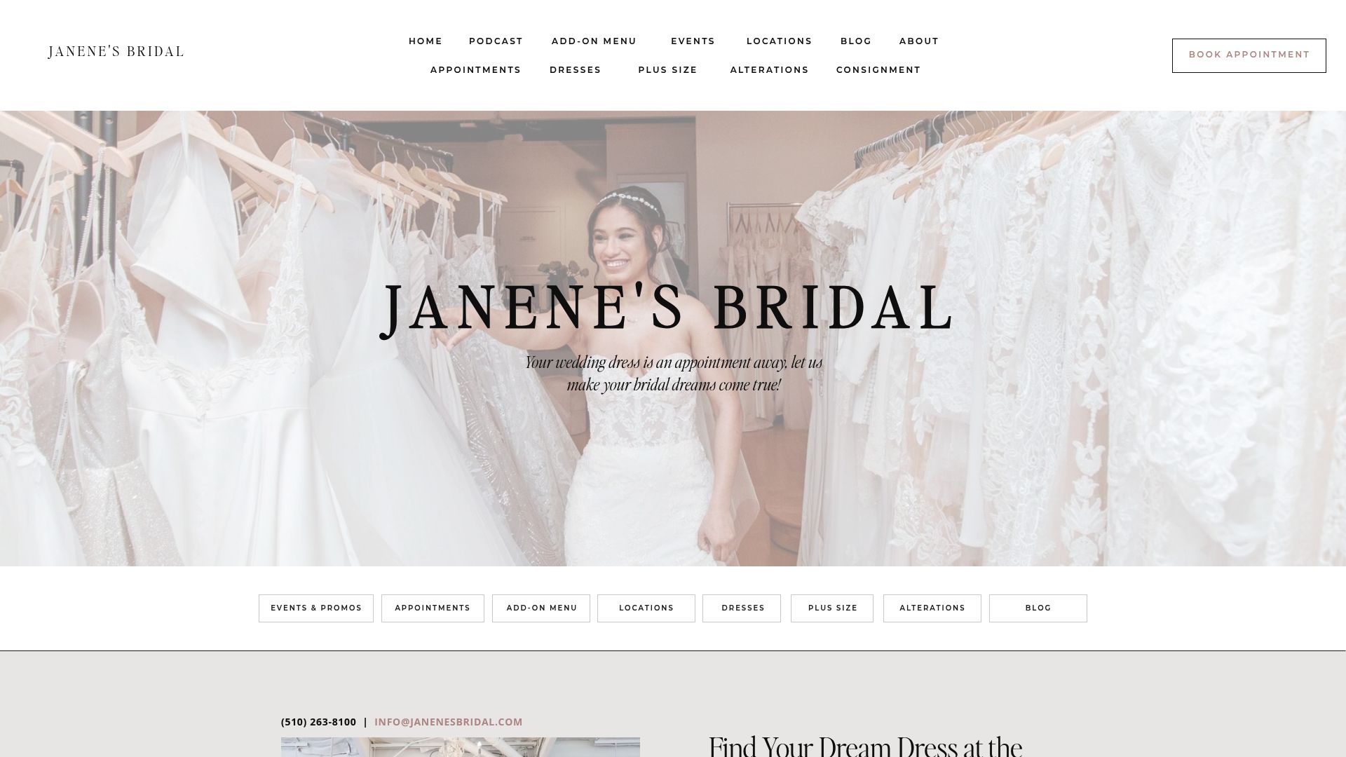 Janene's Bridal San Francisco boutique interior