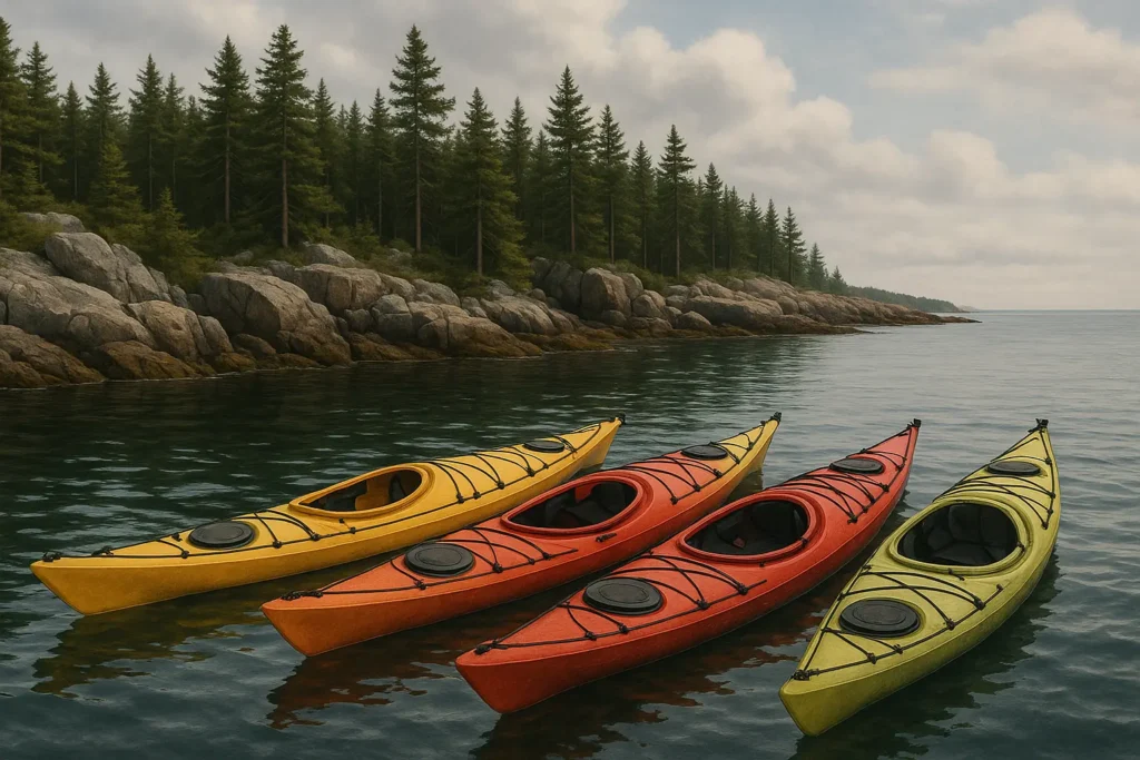 Sea kayakers exploring Bar Harbor's protected waters