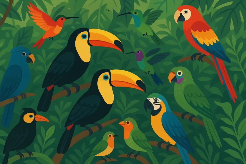 Colorful Ecuador bird species in natural habitat