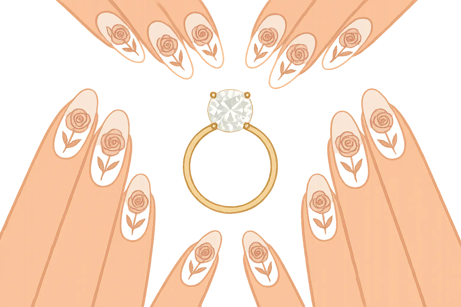 Professional rose nail design analysis