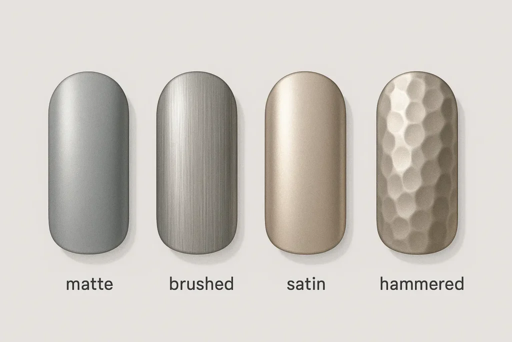 Matte chrome textured nail finishes