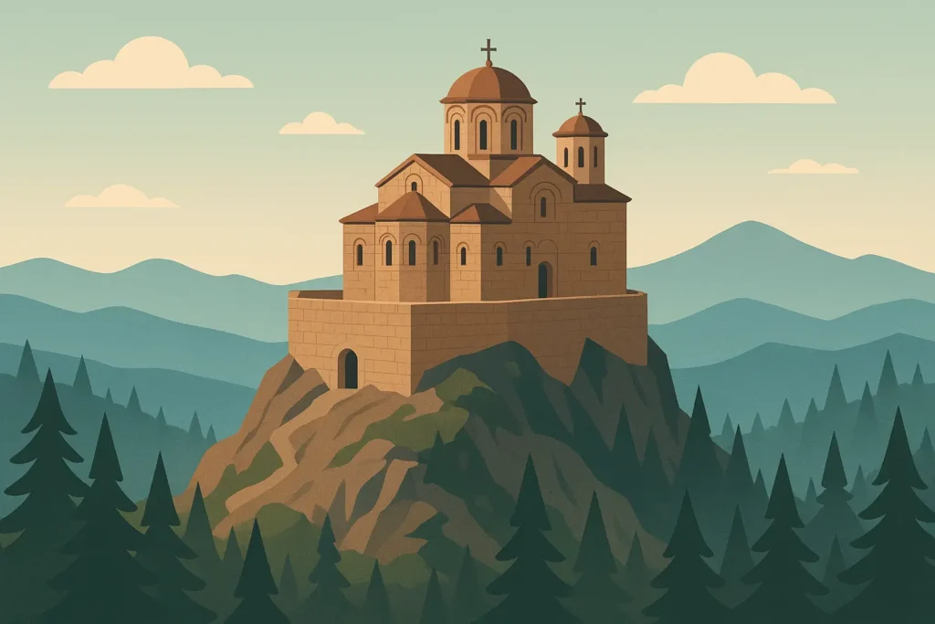 Mountain monastery with panoramic Cyprus views