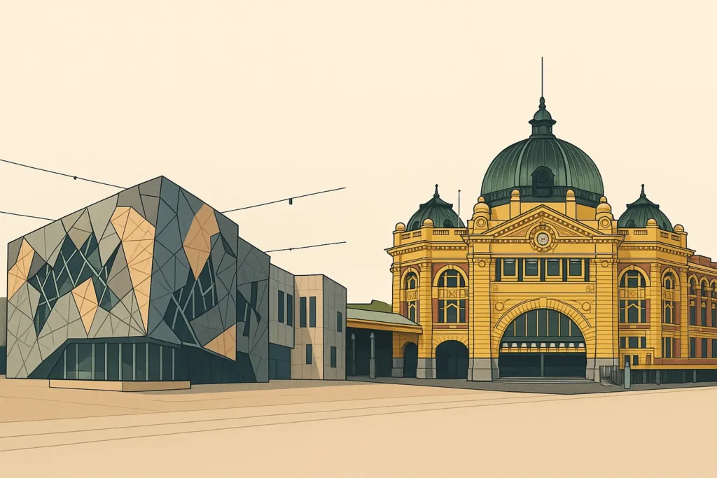 Melbourne Federation Square and city center