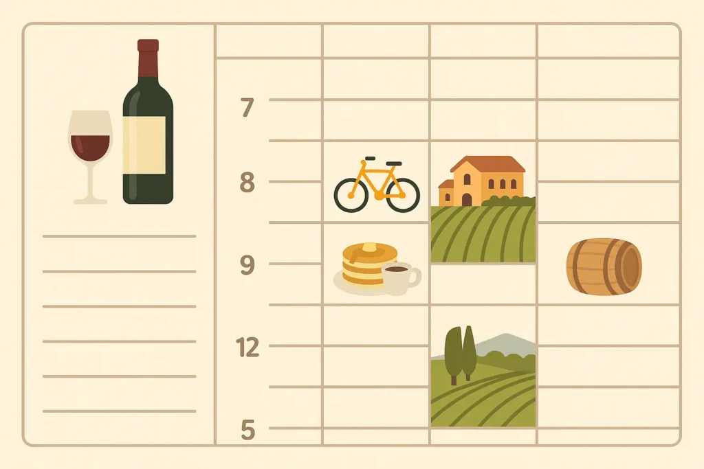 Detailed wine country itinerary planning materials