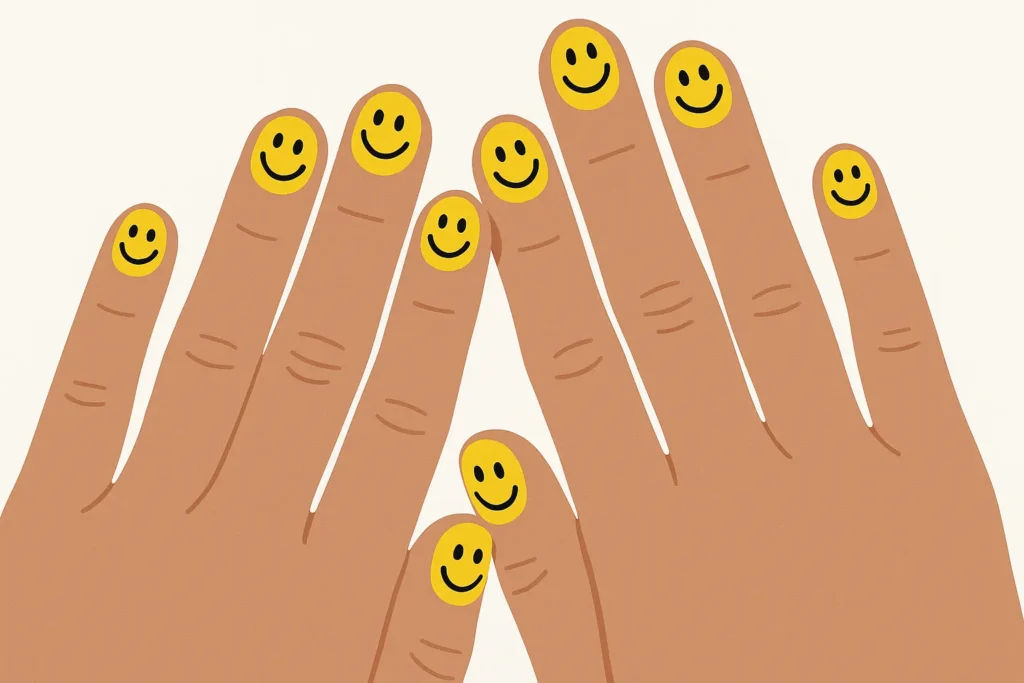 Colorful smiley face nail designs collection