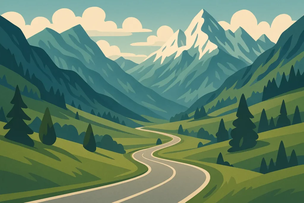 Austrian mountain road scenic drive
