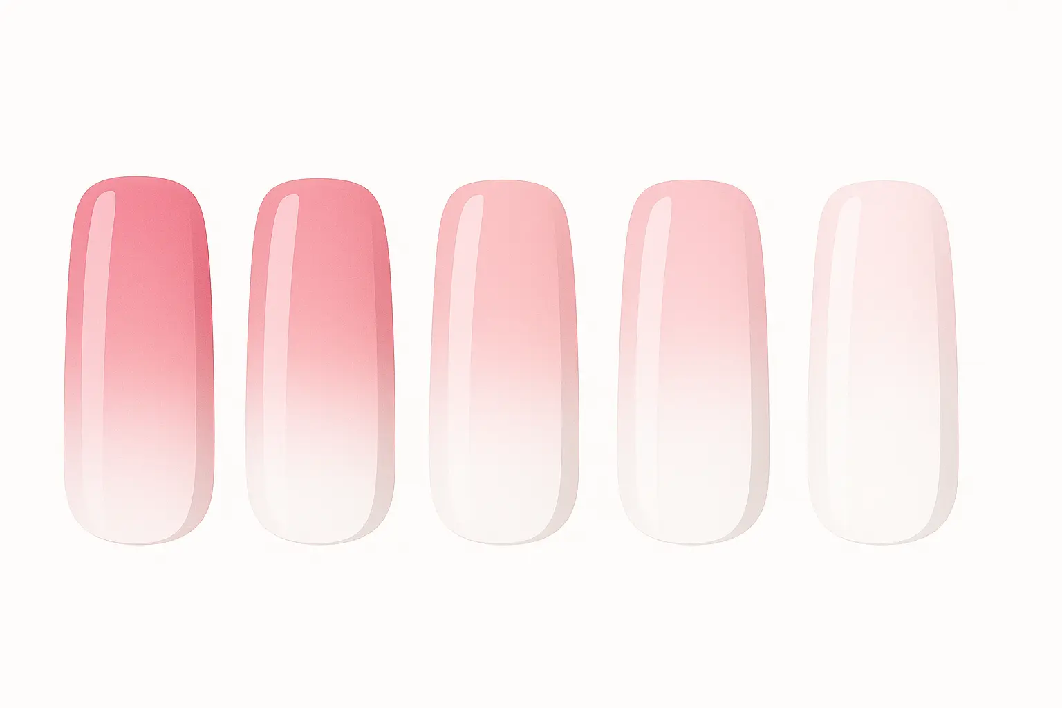 Classic pink and white gradient ombre nail designs