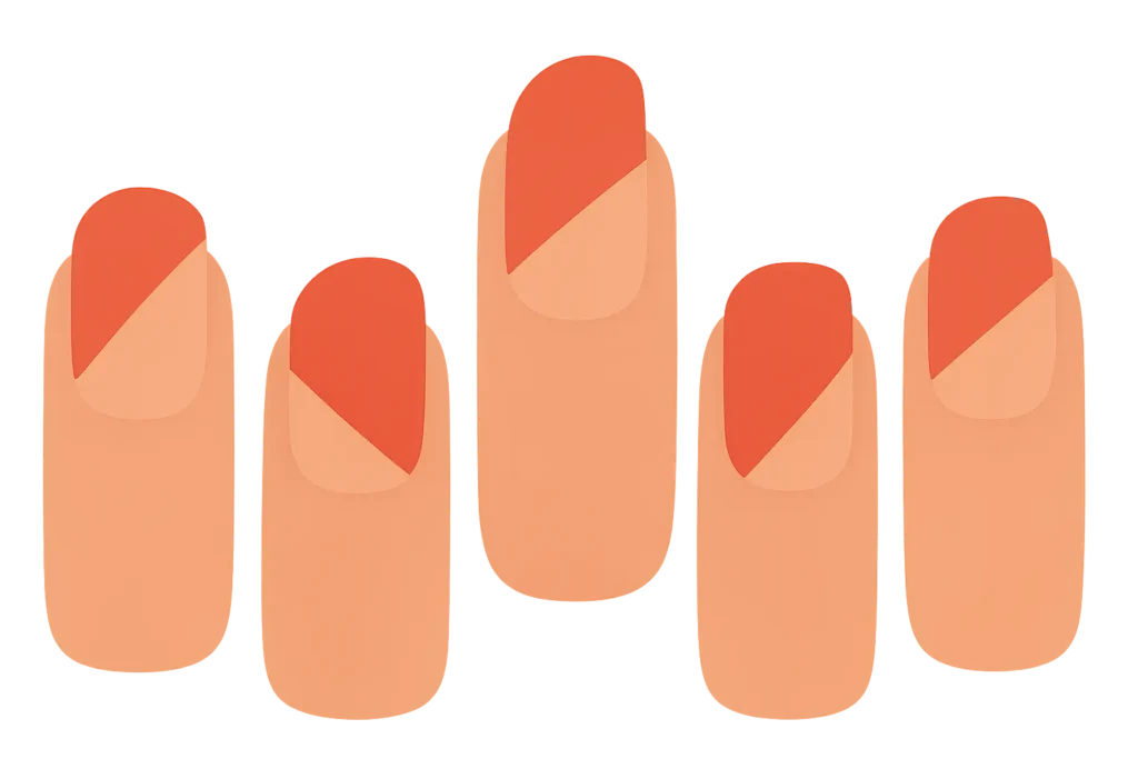 Asymmetrical lipstick nail shape variation