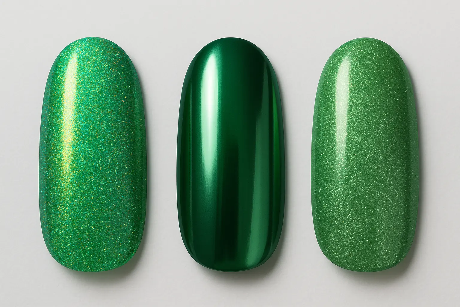 Specialty finish green cat eye nail art