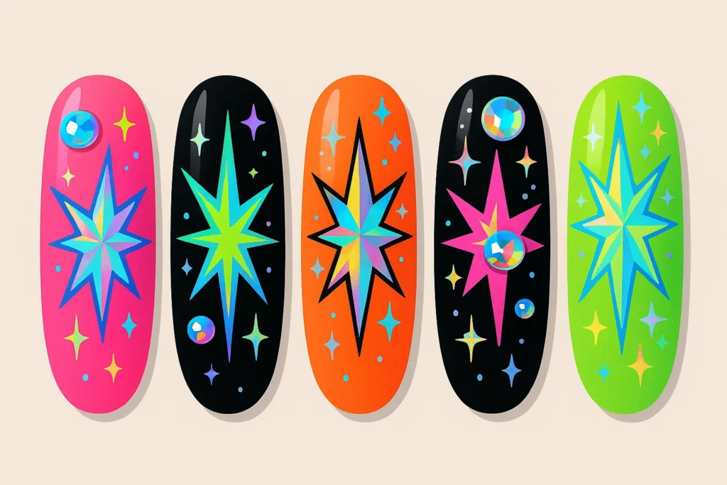 Bold dramatic star nail designs