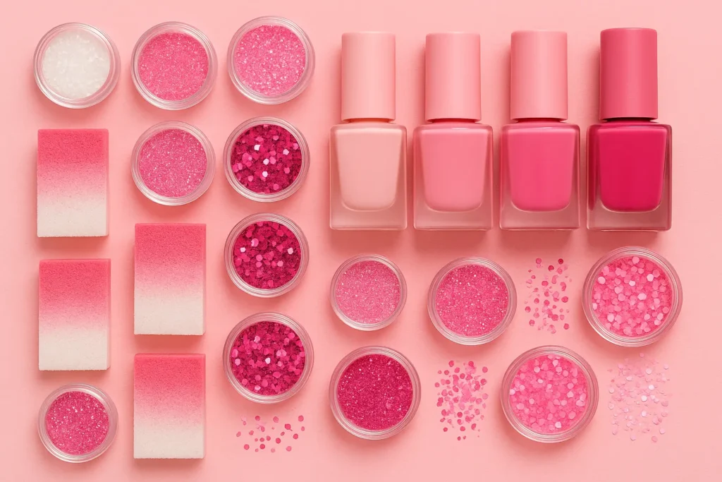 Pink ombre nail glitter selection guide