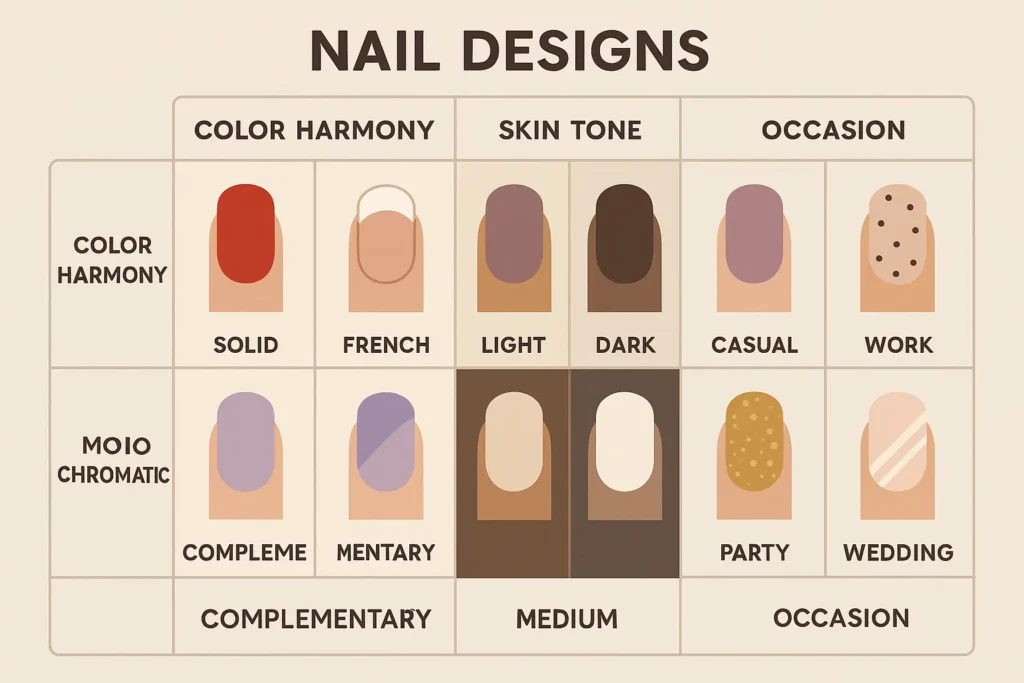 Color harmony analysis for ombre nail designs