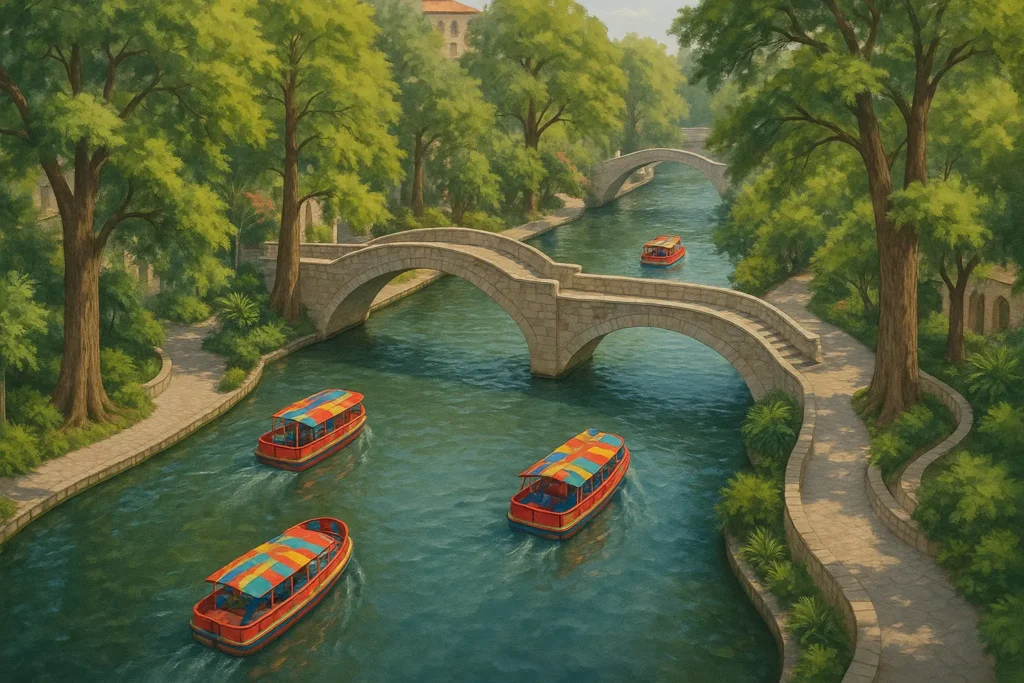 San Antonio River Walk skyline view