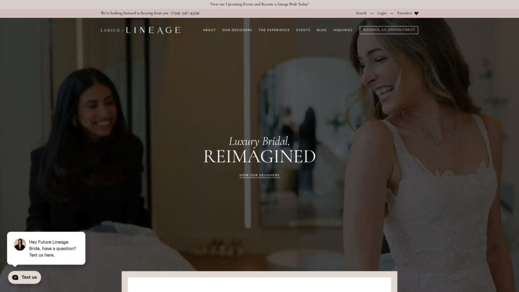 Ladies of Lineage Bridal Boutique homepage