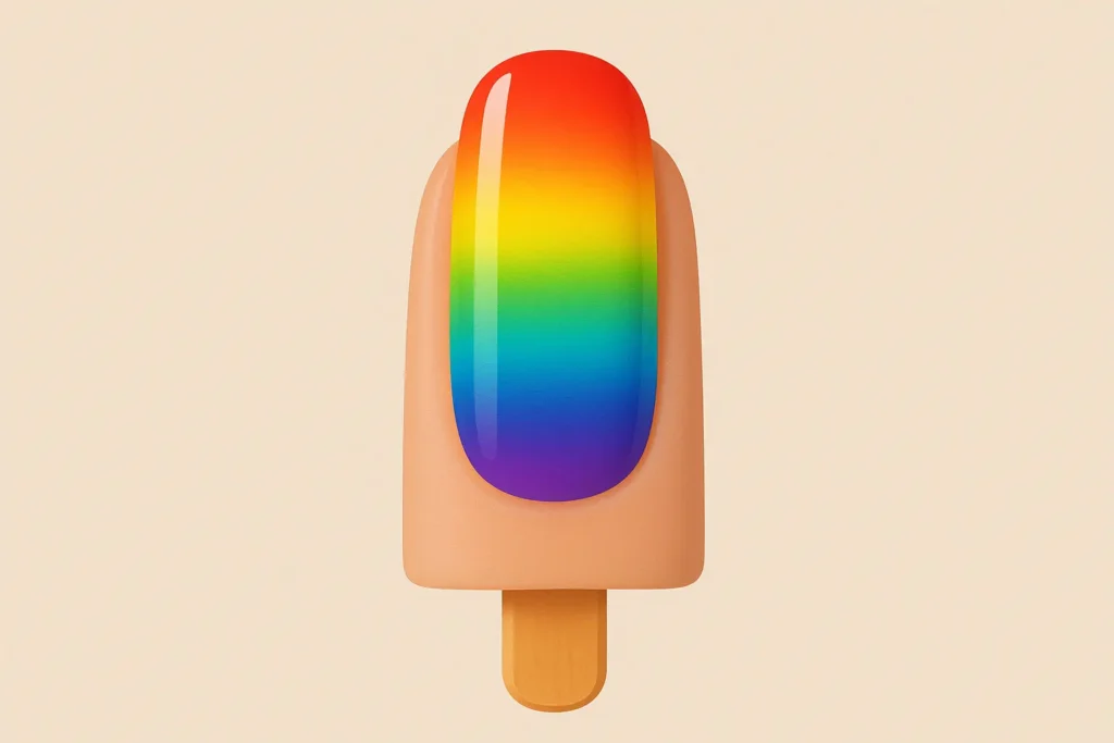 Rainbow push-pop gradient nail design