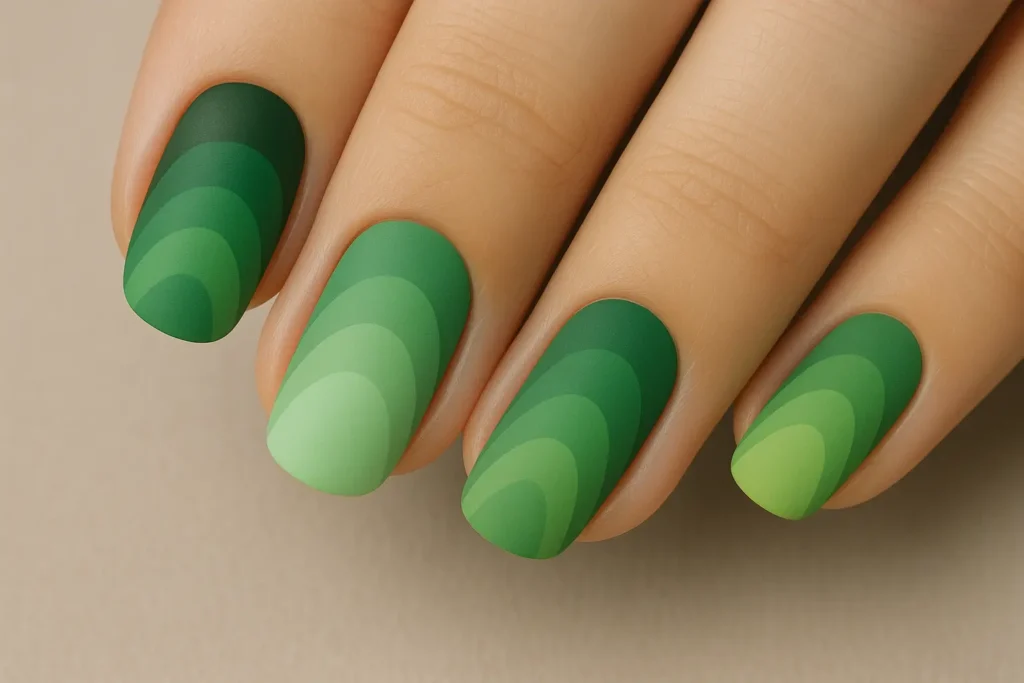 Multi-tone green ombre nail combinations