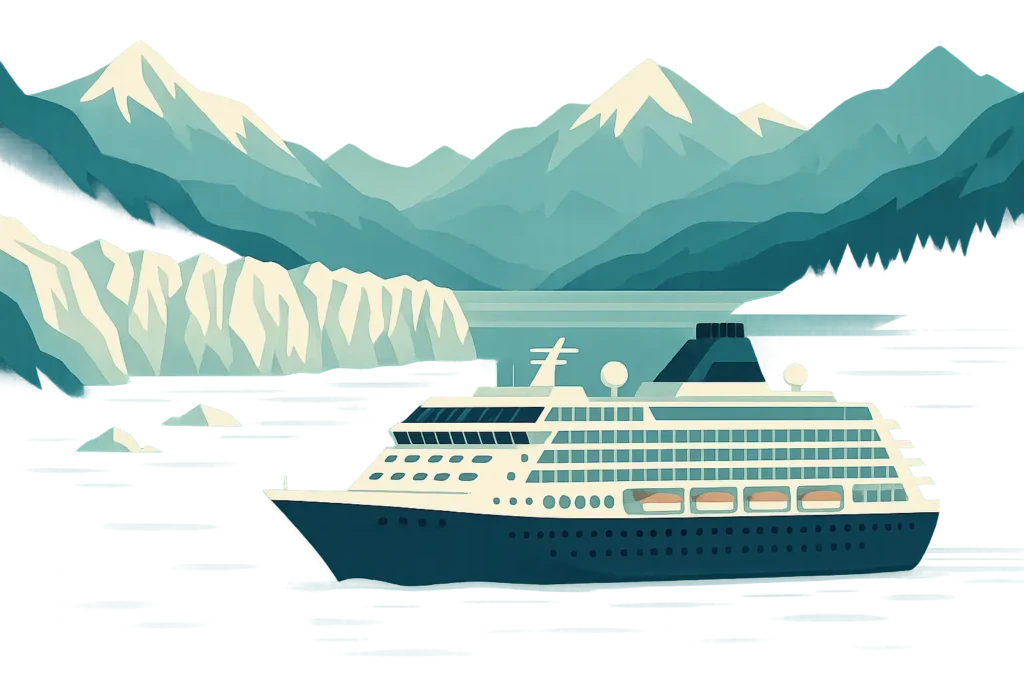 Alaska cruise ship in scenic waters