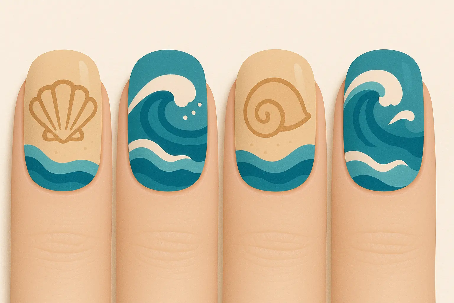 Beach vacation themed August nail art