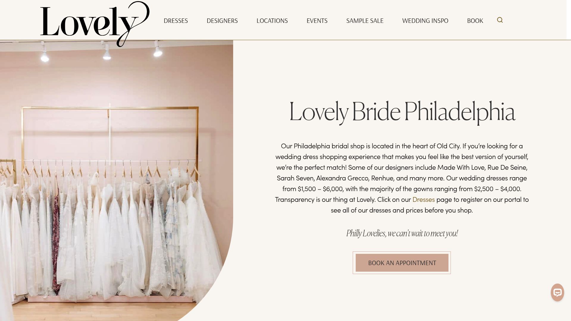 Lovely Bride Philadelphia bridal shop interior