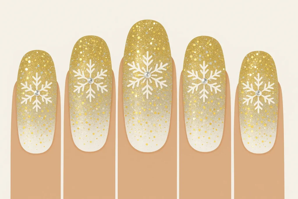 Glamorous sparkly Christmas nails