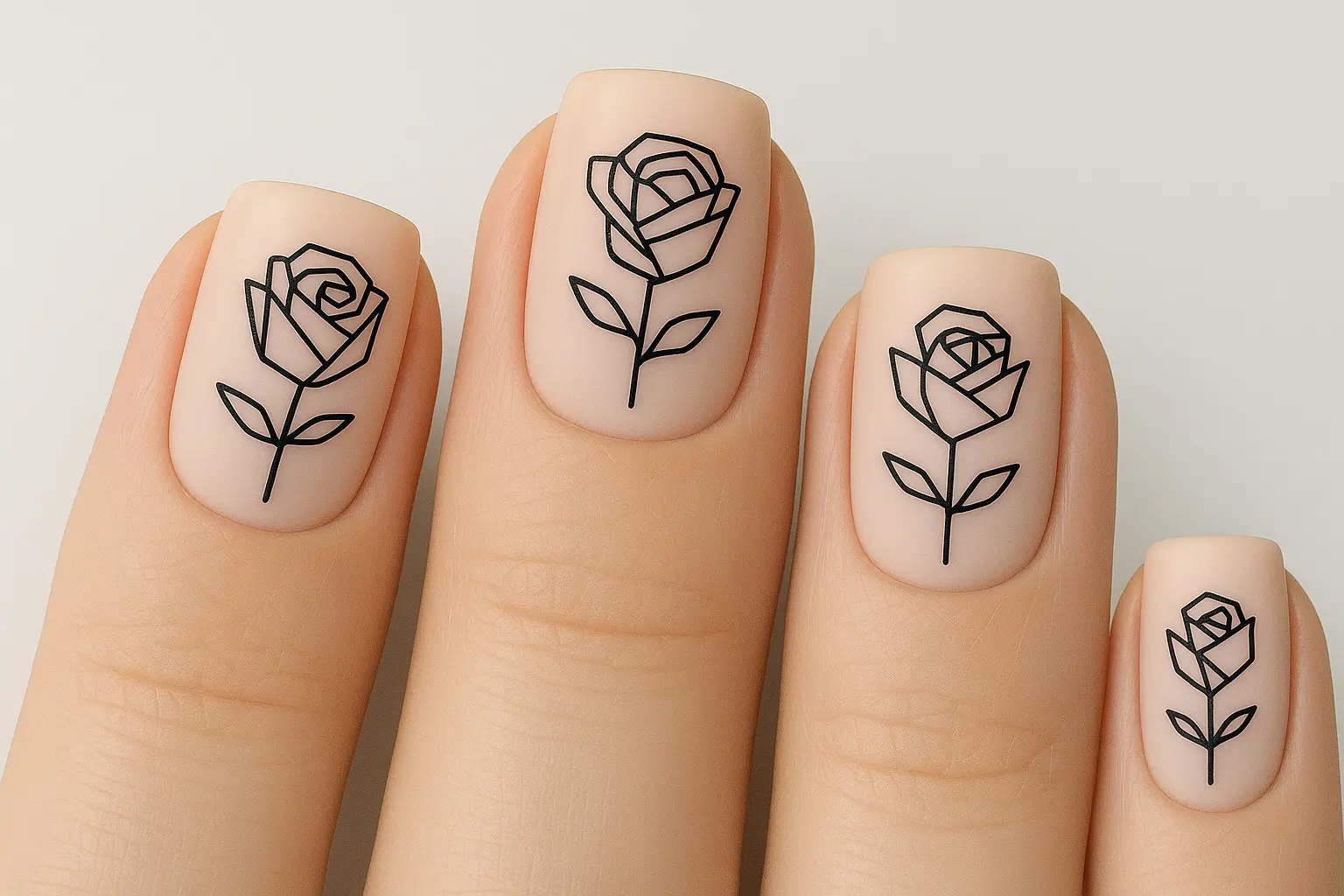 Modern minimalist rose nail art designs